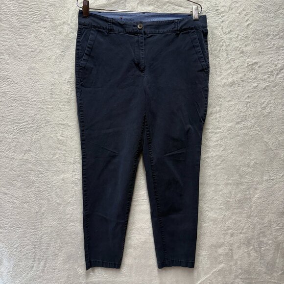 Talbots The Weekend Chino Pants Women 8 Blue Cotton Stretch Tapered Leg Mid Rise - Picture 1 of 14